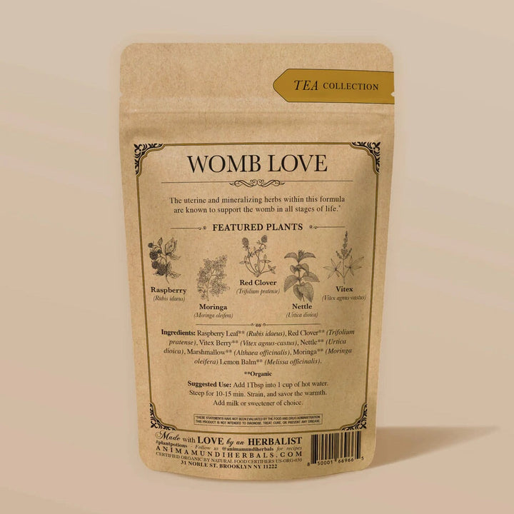 Rückseite der Anima Mundi Womb Tee Tüte vor hellem Hintergrung.