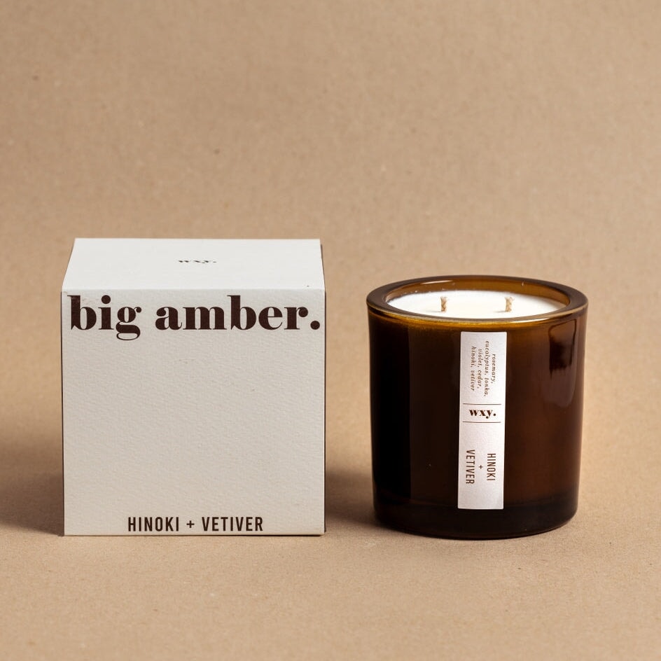 big amber, HINOKI + VETIVER, the grounding scent - scented candle from wxy.  North Glow