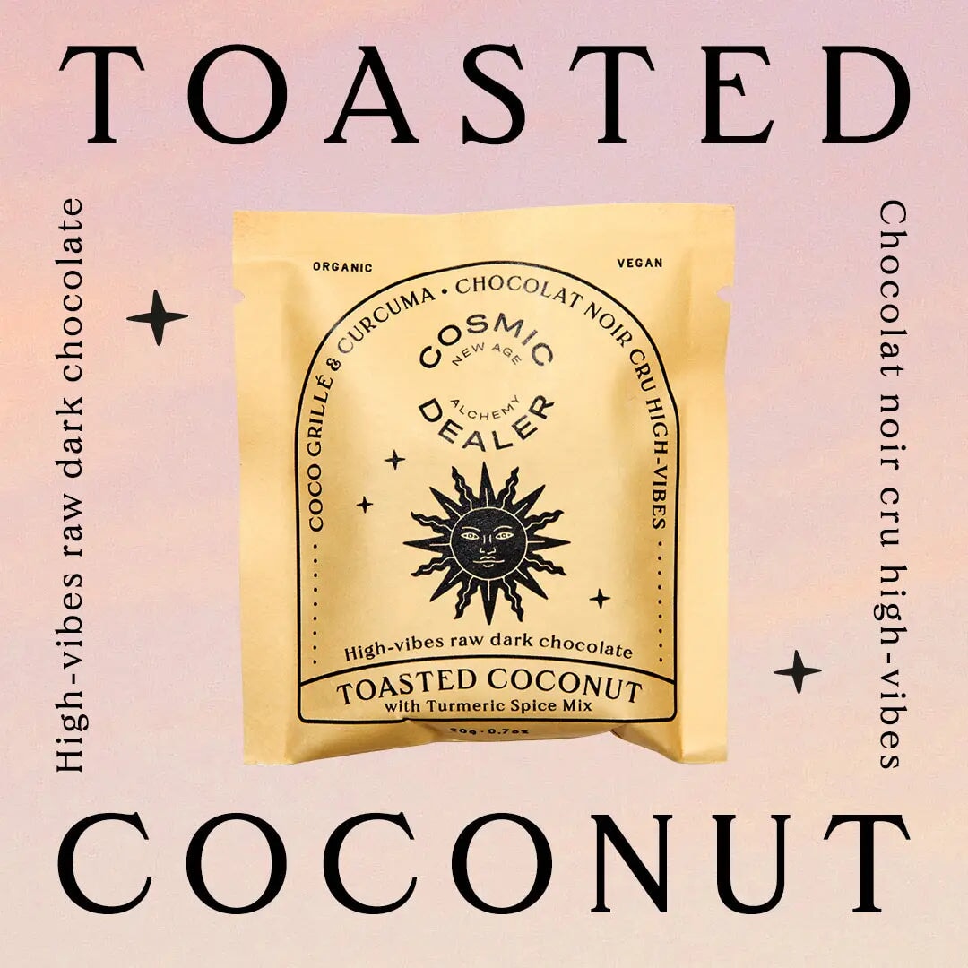4er Box Chakra Schokolade 🥥 Geröstete Kokosnuss & Kurkuma - Cosmic Dealer North Glow