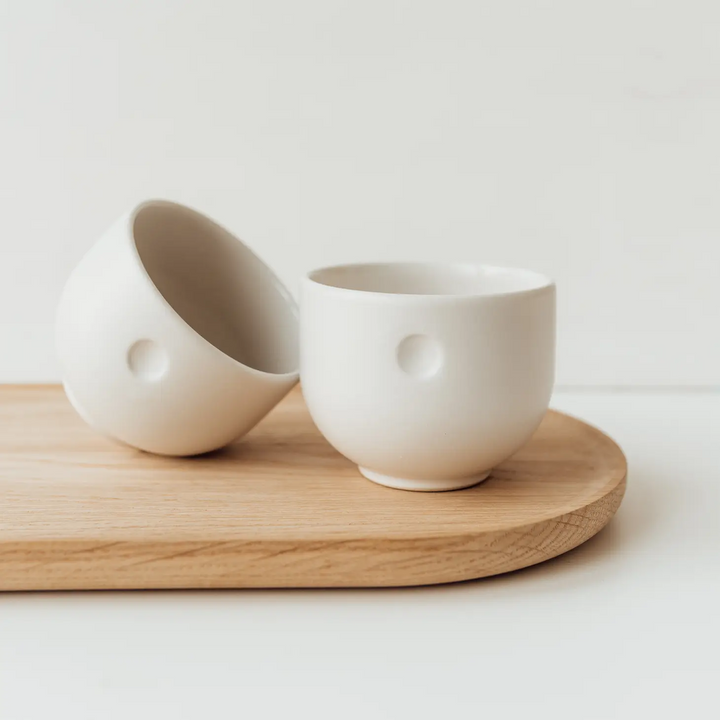 Stylische Cappuccino Tasse Keramik Ruhepunkt - warmweiß
