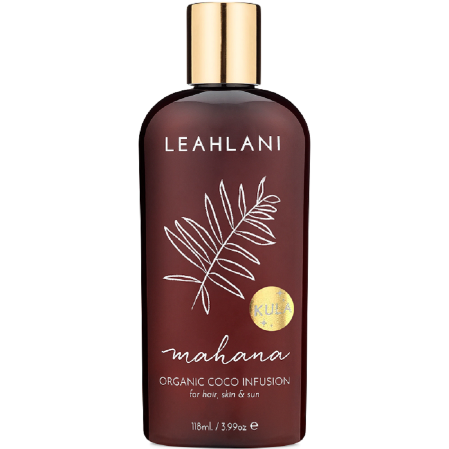 Leahlani Mahana Körperöl Flasche auf weißem Hintergrund