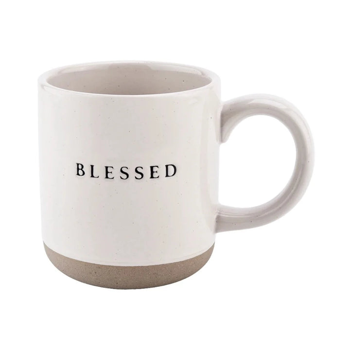 Cremefarbene Kaffeetasse "Blessed" (Gesegnet)