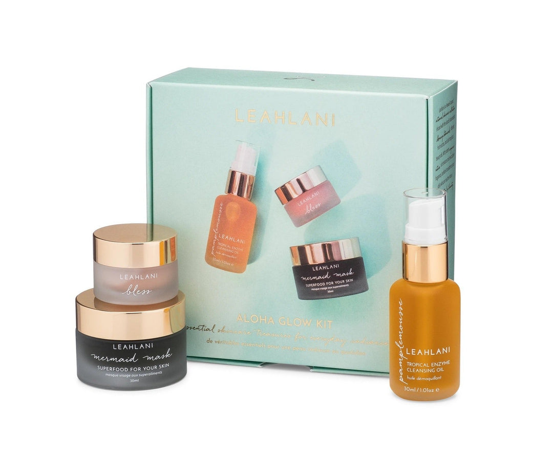 Leahlani Aloha Glow Kit Verpackungen vor hellem Hintergrund North Glow