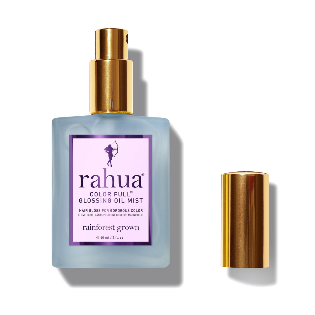 Rahua Color Full Glossing Oil Mist Flasche vor weißem Hintergrund. North Glow