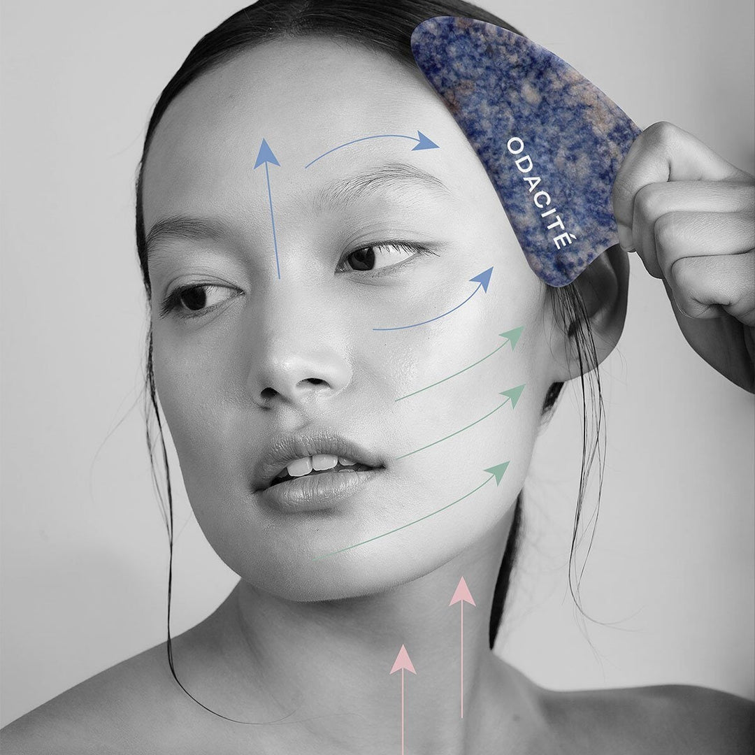 CRYSTAL CONTOUR Blue Sodalite Gua Sha - ODACITÉ Pure Elements North Glow