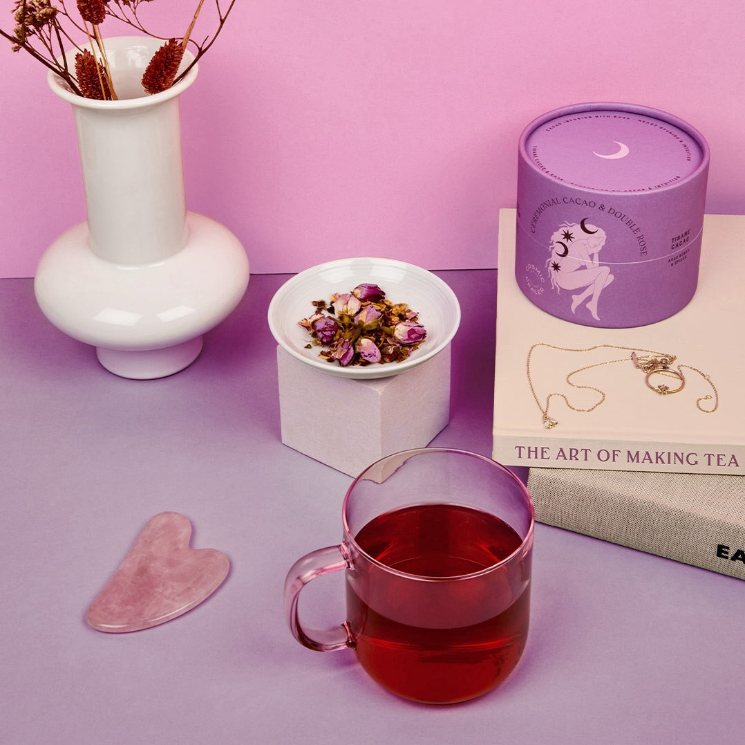 FILL MY HEART WITH FLOWERS - Cacao &amp; Double Rose - Ayurvedic herbal tea - COSMIC DEALER