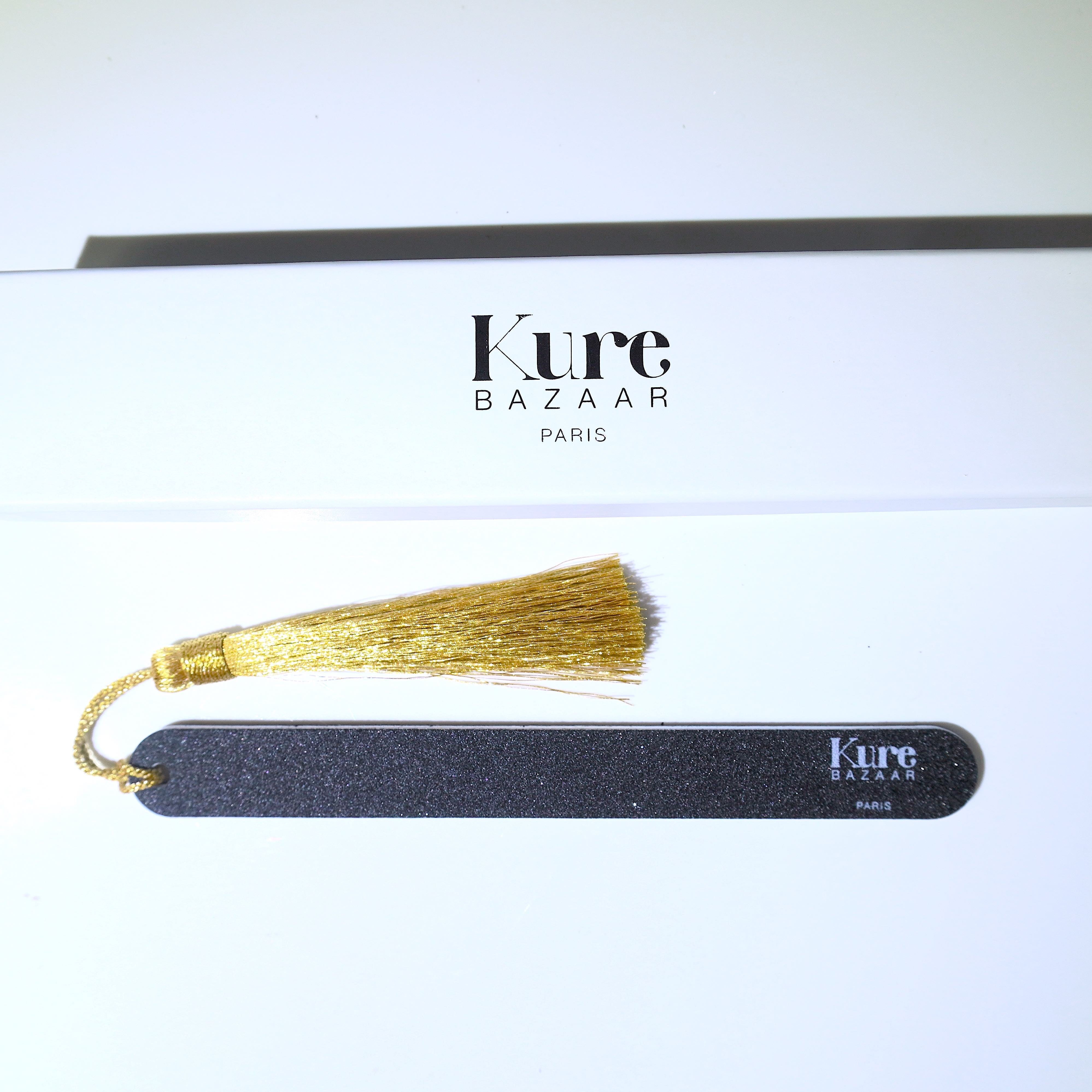 Glitzer Nagelfeile SCHWARZ mit goldenem Pompon | Kure BAZAAR