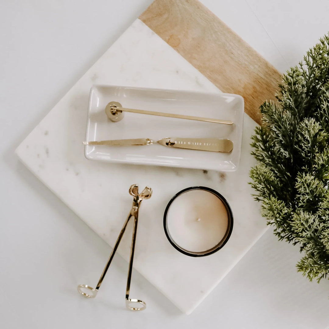 Gold Candle Care Kit - Ästhetisch schönes Set zum Trimmen und Löschen von Kerzen North Glow