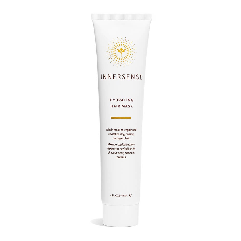 Innersense Hydrating Hair Mask Tube steht vor weißem Hintergrund. North Glow