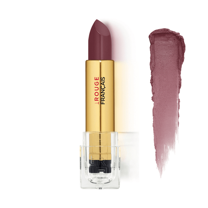 Offener Lippenstift Le Rouge Tinctorial No 032 Kafir neben einem Farbbeispiel, vor weißem Hintergrund.