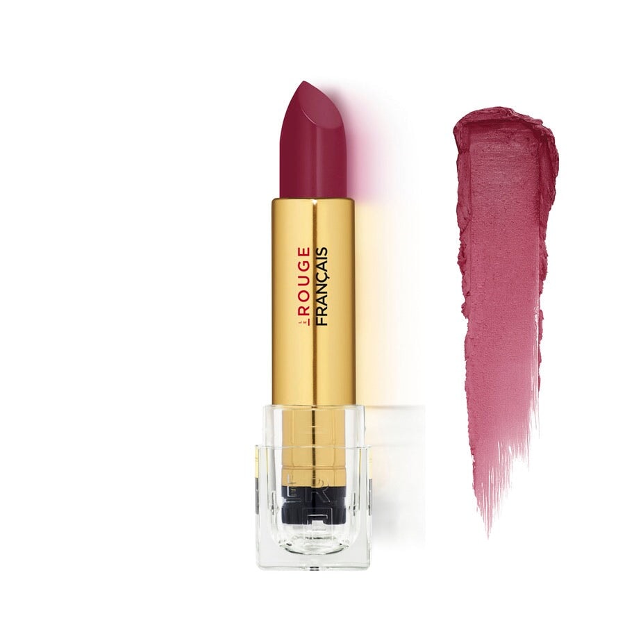Offener Lippenstift Le Rose LICANDRE No 040 neben einem Farbbeispiel steht vor weißem Hintergrund.