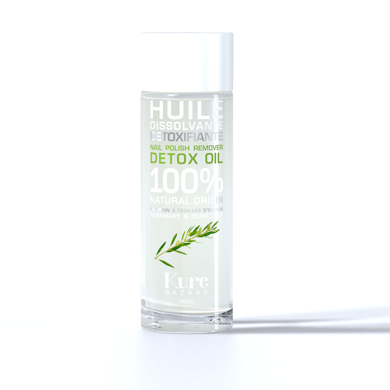 Nail polish remover &amp; detox oil with rosemary and olive leaf 