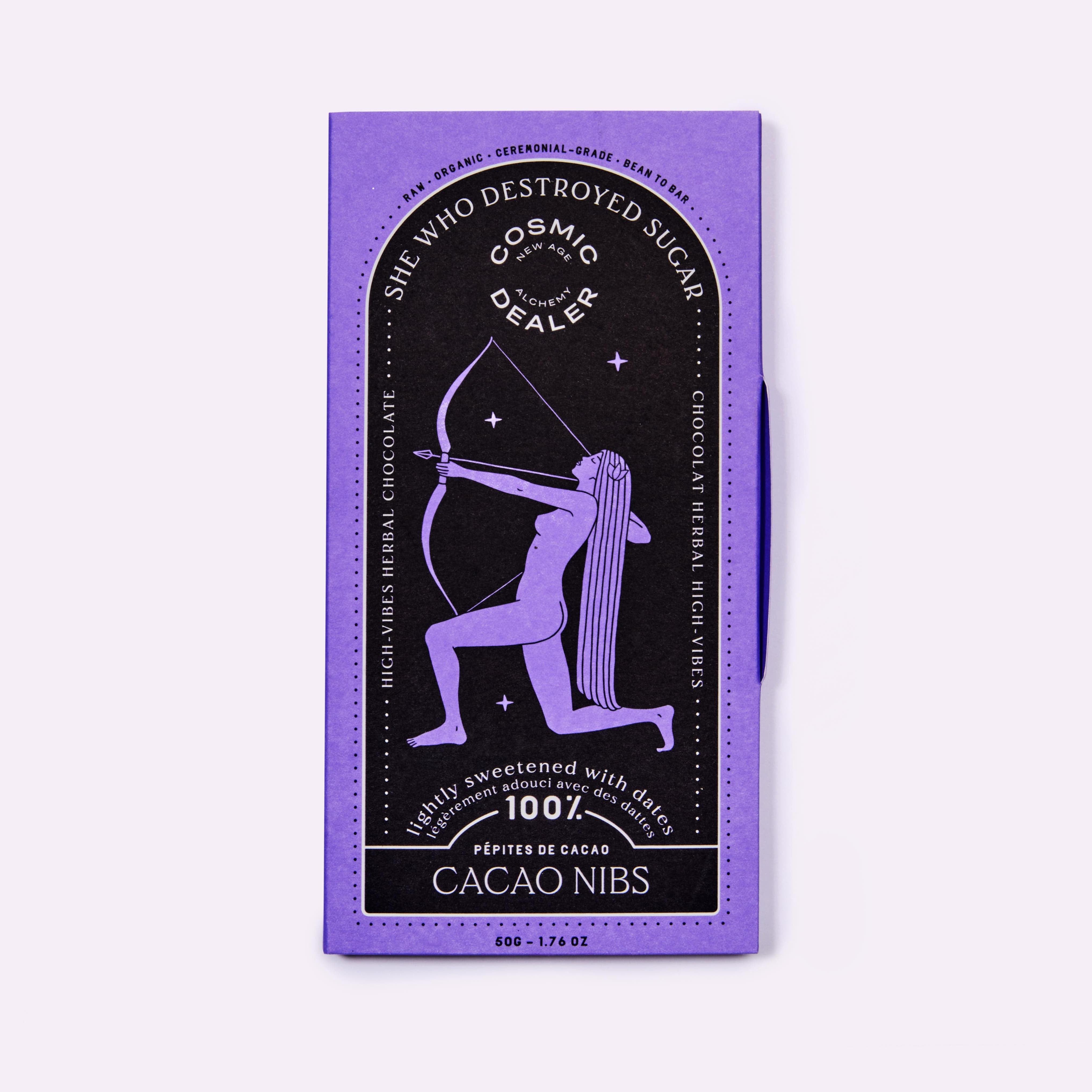 Schokoladentafel (100% Schokolade) mit Kakao Nibs - Cosmic Dealer