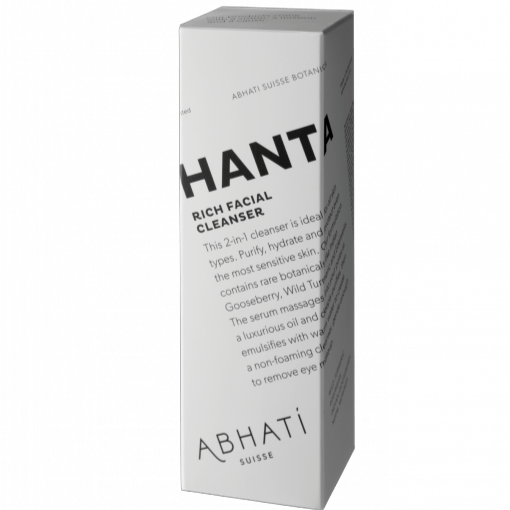 Verpackung des Abhati Suisse Shanta Waschgels vor hellem Hintergrund. North Glow