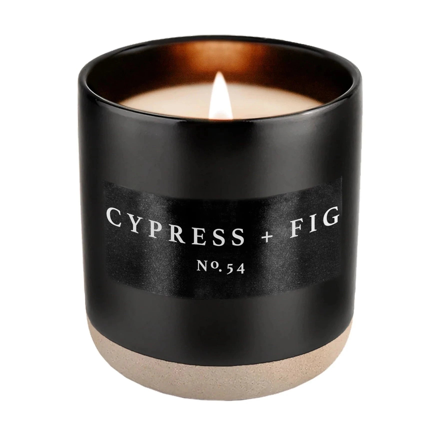 Soy wax candle "Cypress and Fig Soy" in a black stoneware glass