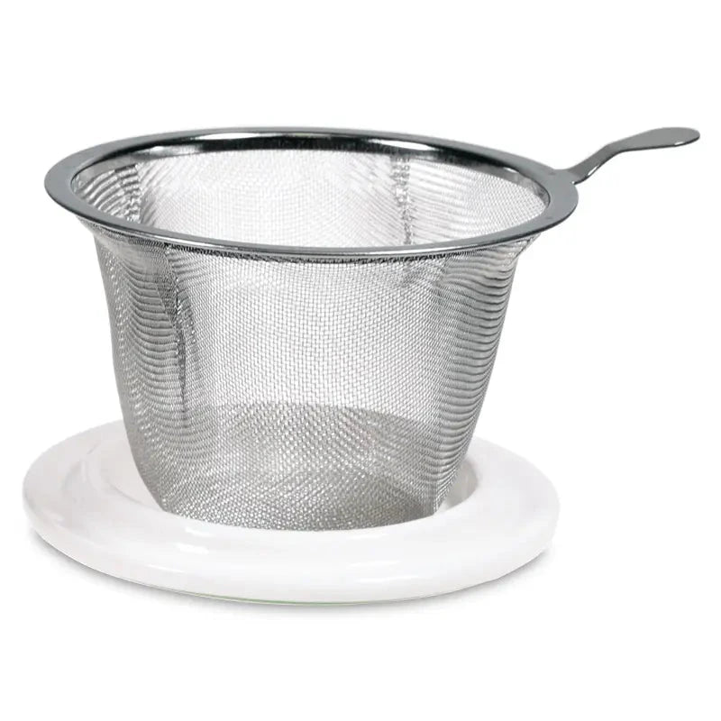 Teacup "Flower of Life", gold with stainless steel strainer and lid