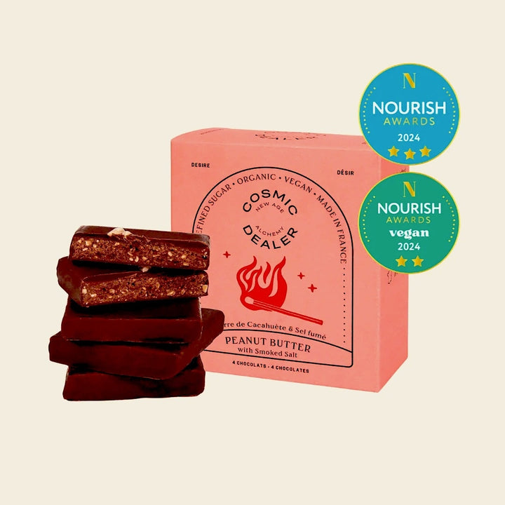 Box of 4 Chakra chocolate in 🥜 Peanut butter & smoked salt