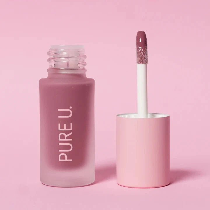 mauve open against a pink background 