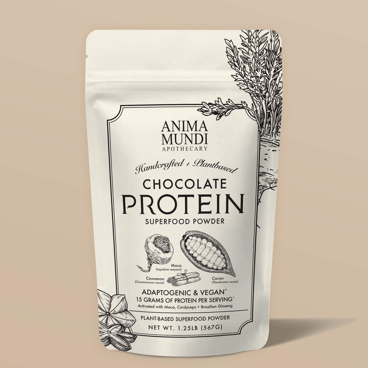 Anima Mundi Chocolate Protein – Bio-Proteinpulver mit adaptogenen Pflanzen, in nachhaltiger Verpackung“