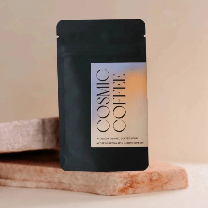Ayurveda Soulfood Mini Cosmic Coffee bag on stone against light background