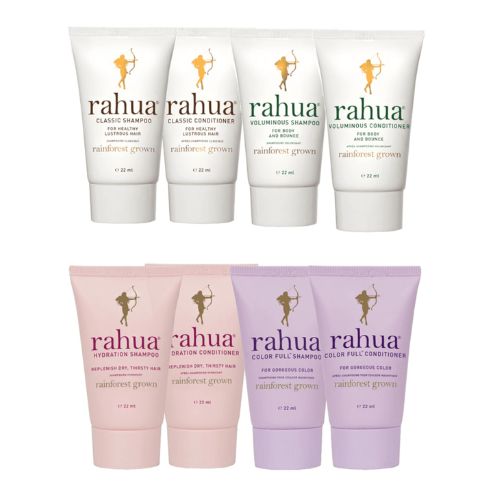 6 different Rahua products in travel size format.