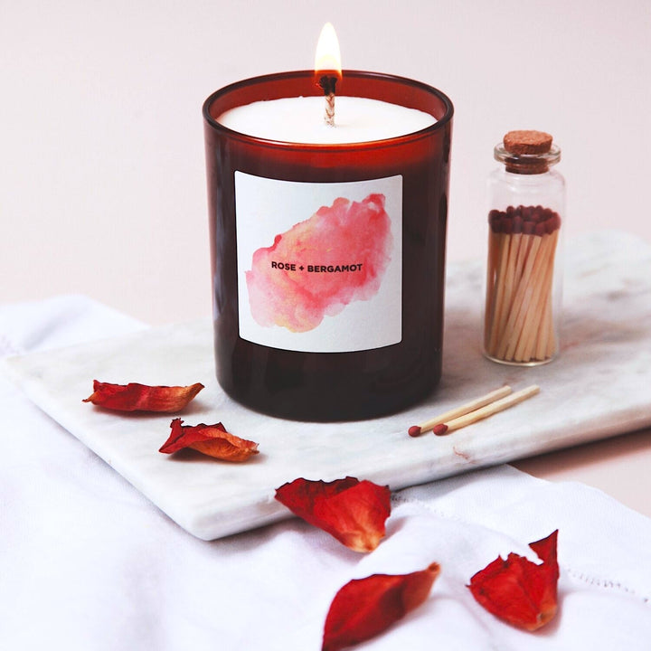 FLORAL - Soy wax candle 'Rose + Bergamot'