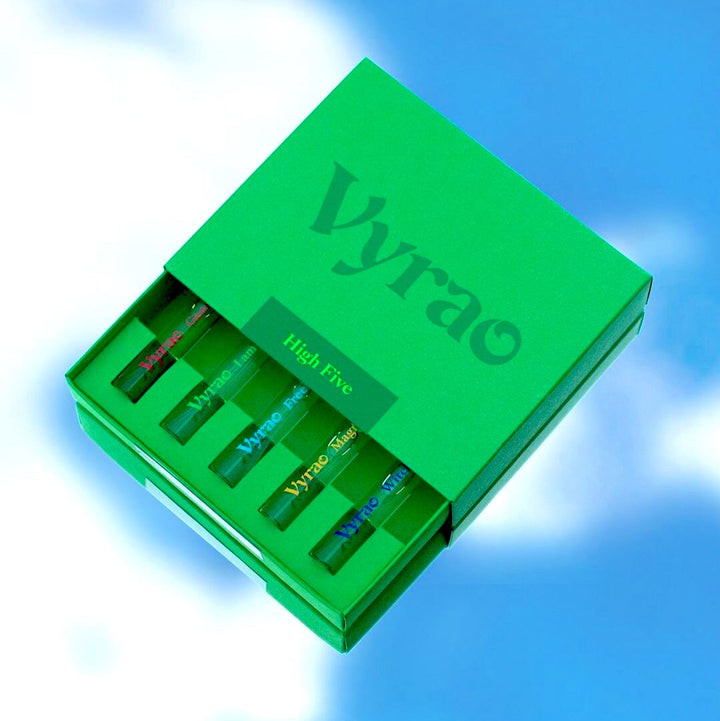 Vyrao High Five Travelset in front of a slightly cloudy sky.