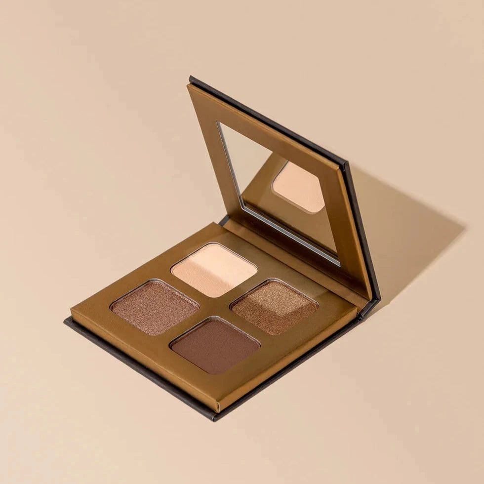 INIKA Organic Quad Eyeshadow Palette (Wind) open. North Glow