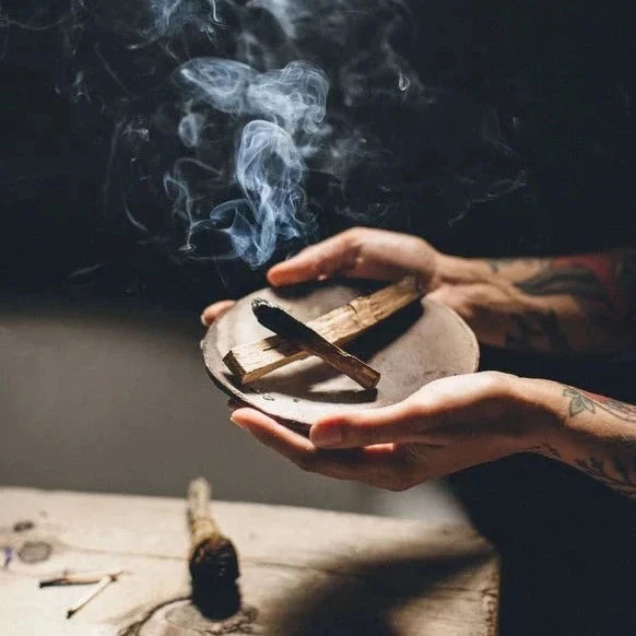 ANIMA MUNDI Palo Santo wood in use in clay bowl