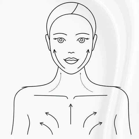 Woman shown graphically, black/white. North Glow