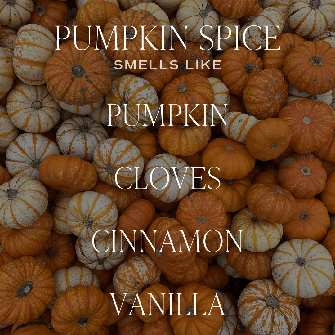 Lots of pumpkins in the background, white lettering North Glow in the foreground
