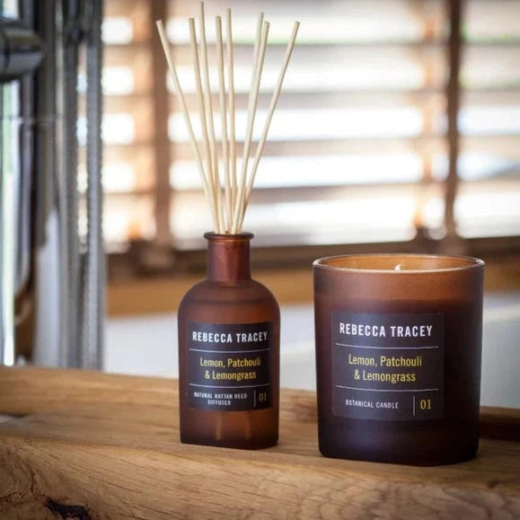 Room fragrance on wood in front of window 