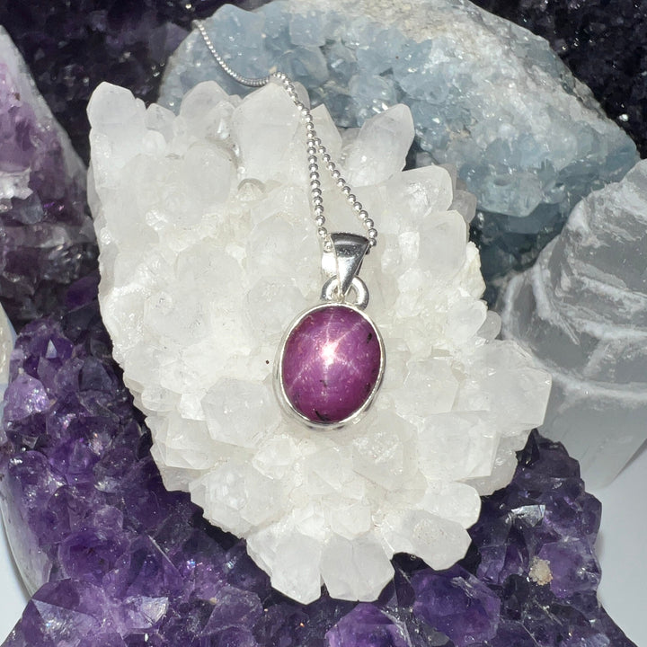Star ruby pendant with 925 silver setting