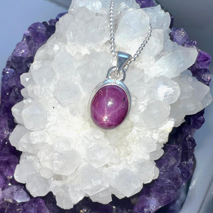 Star ruby pendant with 925 silver setting