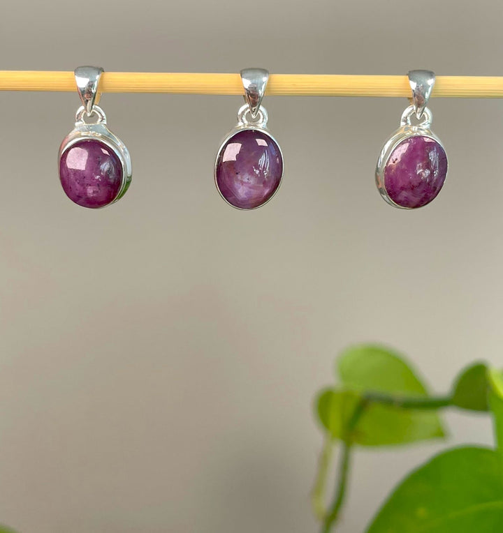 Star ruby pendant with 925 silver setting