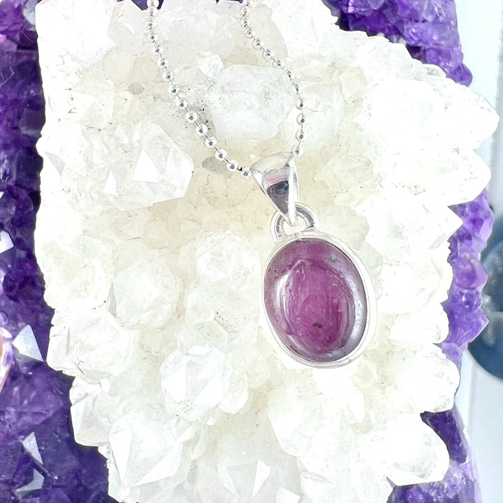 Star ruby pendant with 925 silver setting