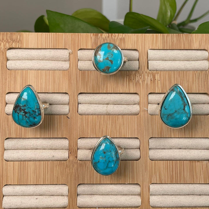 Turquoise ring, adjustable, highest quality, various individual pieces