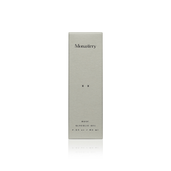 Monastery XX Rose Glycolic packaging box 60ml against white background.