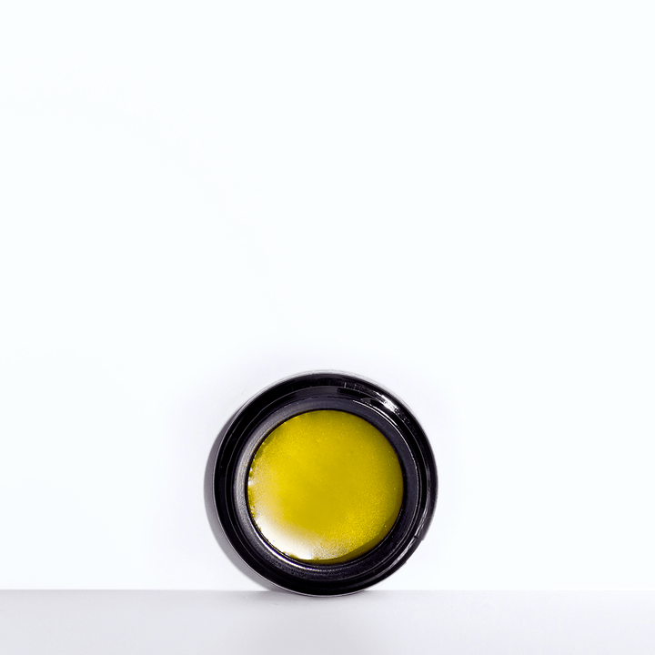 Lilfox Amazon After Dark yellow texture black jar against white background