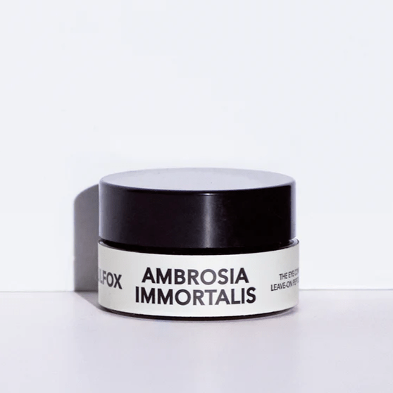 Lilfox Ambrosia eye mask black jar against white background North Glow