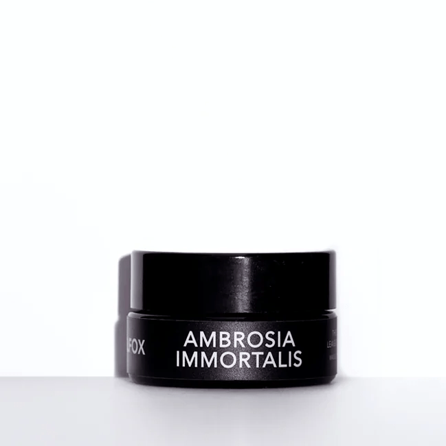 Lilfox Ambrosia eye mask black jar against white background North Glow
