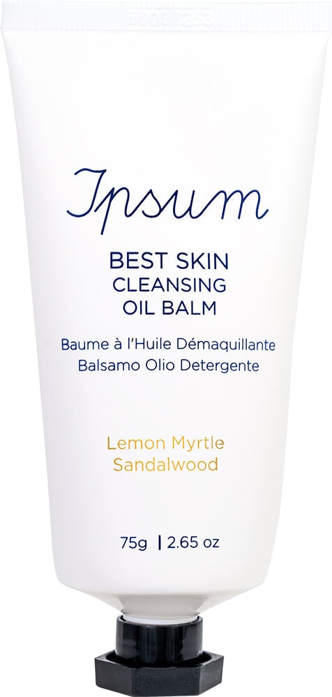 White tube of Ipsum Best Skin Cleansing Oil Balm against a white background.