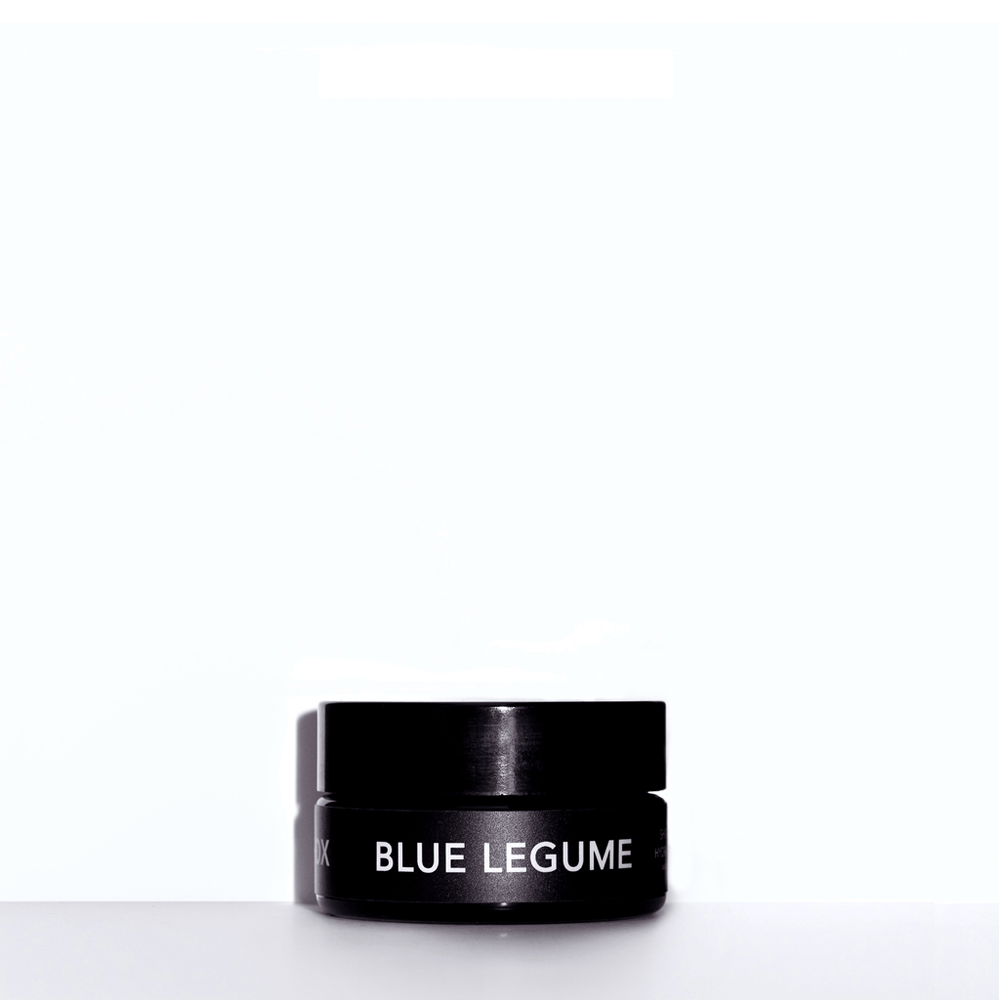 Lilfox Blue Legume black jar on white background