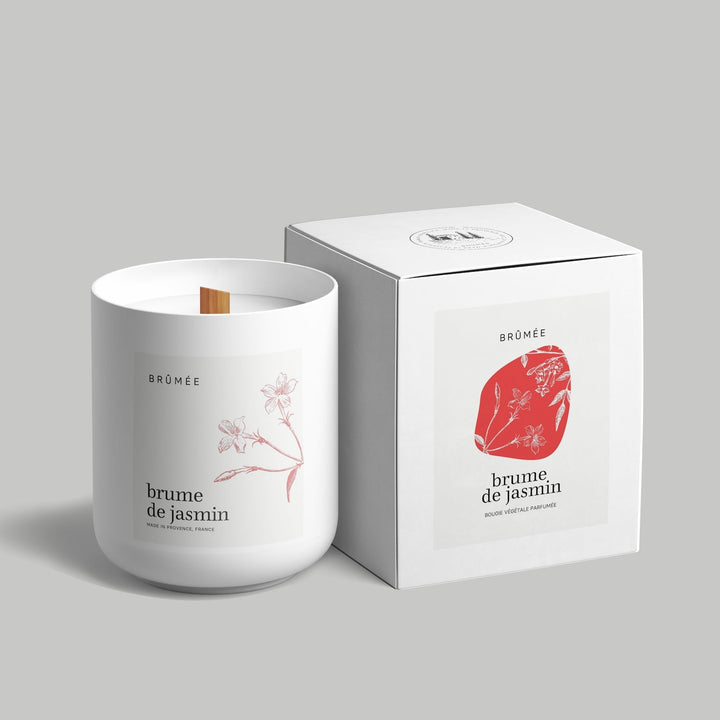 Brume de Jasmin - summer candle made of vegetable wax and the scent of jasmine, vanilla and orange wood.