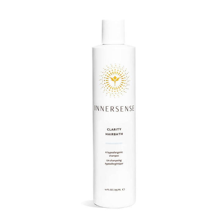 Innersense Clarity Hairbath shampoo bottle stands against a white background.