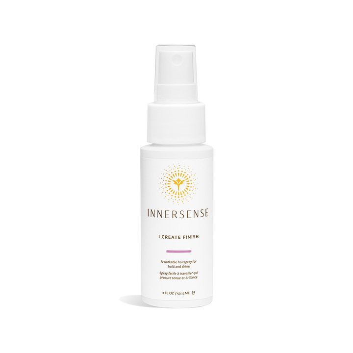 Innersense I Create Finish spray bottle in travel size stands against a white background.