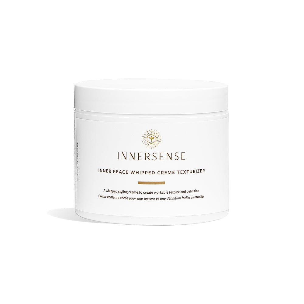 Innersense Inner Peace Whipped Cream Texturizer jar stands against a white background.