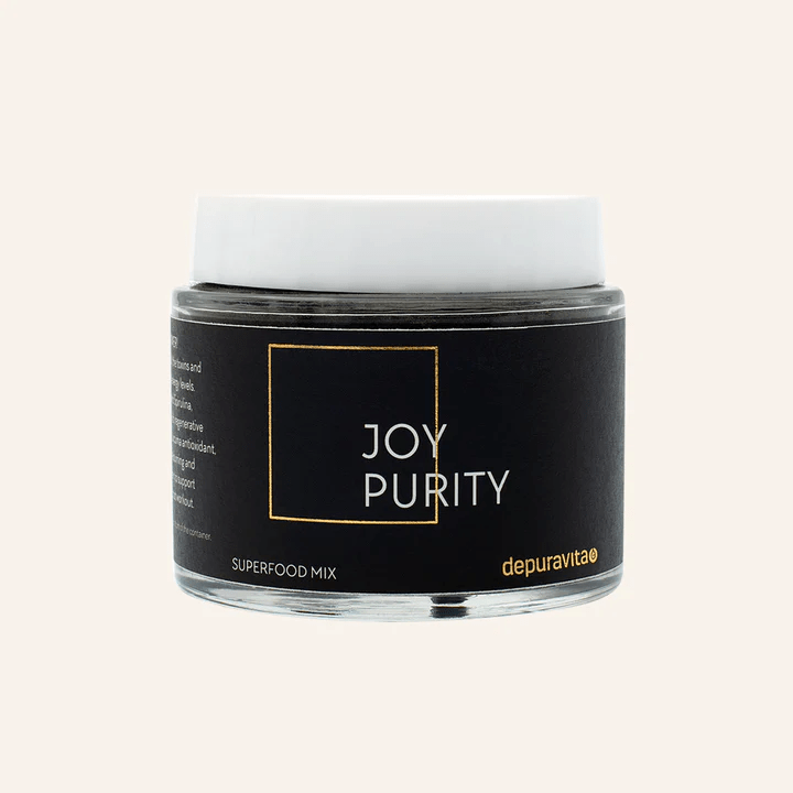 Depuravita Joy Purity jar against white background North Glow