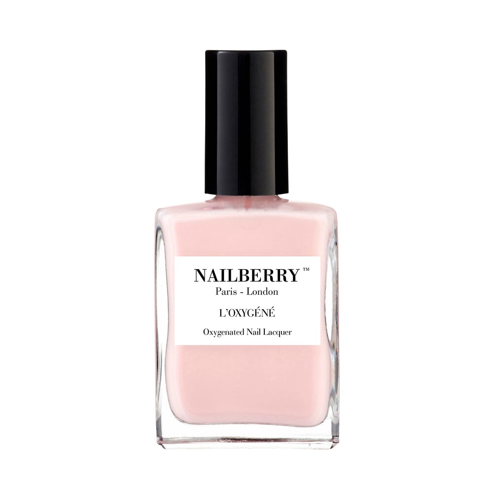 Nailberry nail polish bottle Candy Floss against white background.