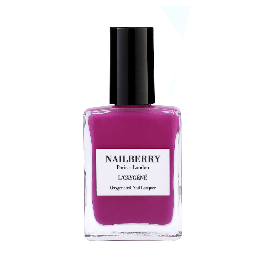 Nailberry nail polish bottle Hollywood Rose against white background. 